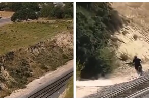 GTA в реальной жизни: мотоциклист перепрыгнул железную дорогу, уходя от полиции