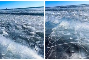 В Китае на озере Хулун нашли необычное природное явление – ледяные волны
