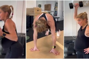 Тренировка спортсменки на позднем сроке беременности