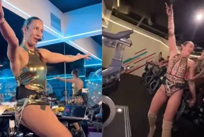 Девушка превращает обычную тренировку в настоящее шоу