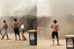 Человек против стихии: смешная схватка со смерчем