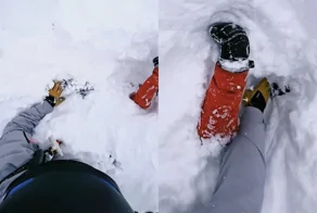 Лыжник заметил торчащую из снега руку и спас человека