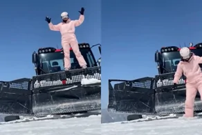 Девушка сломала ногу, спрыгнув со снегоуборочной машины