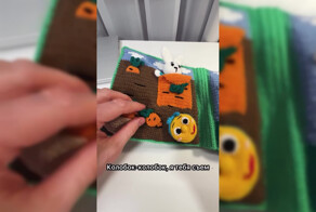 Мужчина продемонстрировал вязаную книгу "Колобок"