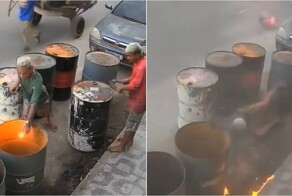 Парни подносили зажигалку к пустым бочкам — одна из них сдетонировала