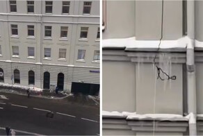 В Москве сосульки сбивают с помощью новейших инженерных технологий