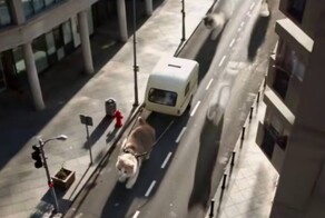 Забавная реклама с котятами в миниатюрном городе