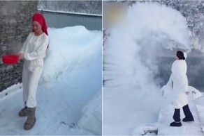 Опасный тренд: девушки распыляют кипяток на морозе ради эффектных кадров