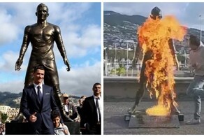 В Португалии подожгли статую Роналду