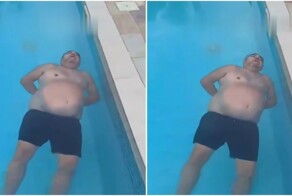 Мужчина уснул в бассейне