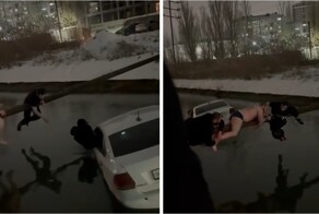 В Махачкале прохожие спасли мать и ребенка из тонущей иномарки