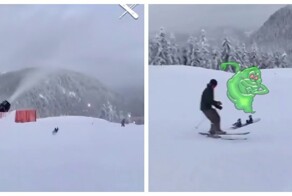 Сноуборд прокатился по горнолыжному склону без владельца