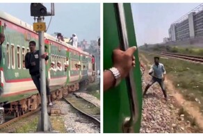 Бенгальцы вырывают смартфоны из рук невнимательных пассажиров поезда