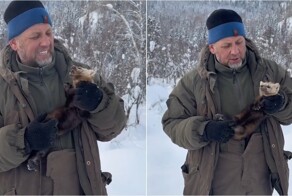 Мужчина поймал молодого соболя на пасеке