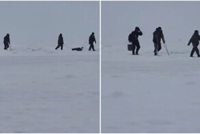 Мужчина отправился на зимнюю рыбалку на костылях