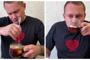 Люди пробуют колу с дольками чеснока и луком