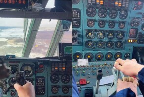 Посадка Ил-76 на Сахалине: видео из кабины пилота