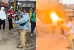 Парень впервые решил попробовать трюк с выдуванием огня и переоценил свои силы