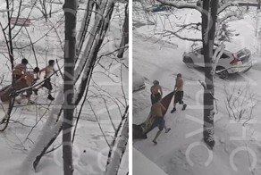 Бравые полуголые молодцы в Ленинском приковали к себе внимание соседней