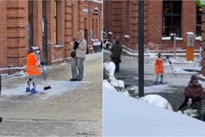 В Москве уборкой снега начали заниматься роботы-дворники