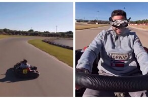 Парни устроили гонки на картах с видом от третьего лица