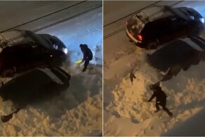 В Казани автомобилист засыпал чужую машину снегом за парковку на «его месте»