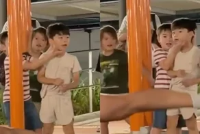 Самый внимательный зритель на детской площадке