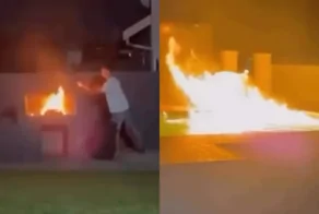 В Южной Африке барбекю немного вышло из-под контроля: загорелся бассейн