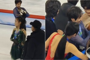 Китайский фигурист тренируется вместе с котом