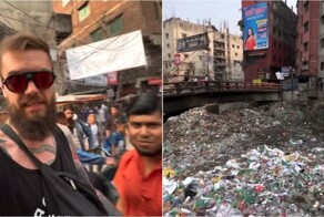 Мужчина показал знаменитые мусорные реки Даки в Бангладеш
