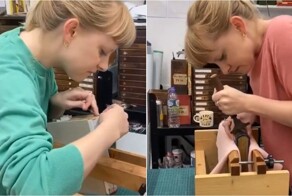 Девушка показала процесс реставрации старинной книги