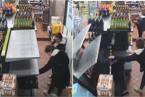 Полка с дорогим вином рухнула после того, как девушки взяли бутылку