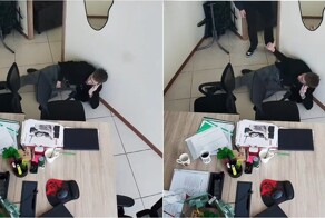 Парень упал в офисе и продолжил звонок, как ни в чём не бывало
