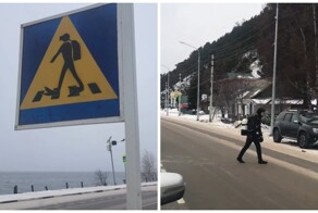 Дорожный знак с переходом для водолазов заметили в иркутском посёлке Листвянка