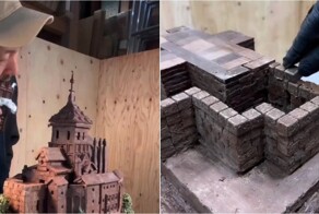 Мужчина строит архитектурные шедевры из шоколада