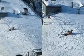 В Москве мужчина устроил снежное спа на крыше пятиэтажки
