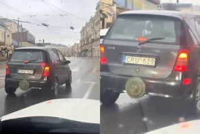 Водитель прикрепил к бамперу «мину», чтобы держать дистанцию