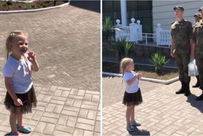 "Товарищ девочка": малышка встретила курсантов по пути из садика