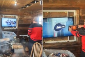 В Канаде мужчина распилил телевизор бензопилой после поражения сборной на Олимпиаде