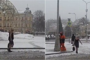 «Женщина, вам не холодно?»: полураздетая москвичка прогулялась по Хамовникам в снегопад