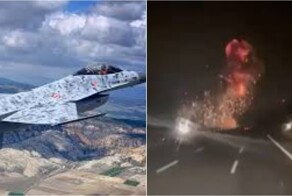 В Турции военный истребитель F-16 рухнул на оживлённую автотрассу