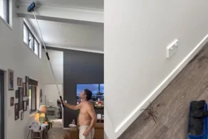 Мужчина гоняется за гигантским пауком, а жена не может перестать смеяться