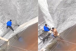 Рабочие придумали забаву для пса