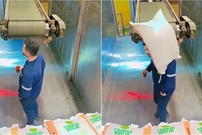 В Турции камера сняла «гениального» работника с очень сильными плечами