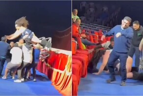 Неудачный трюк в цирке: мужчинам не удалось поймать артистку