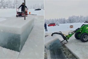 Традиционная заготовка льда на севере Финляндии