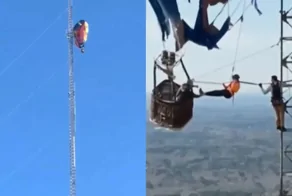 В Техасе воздушный шар застрял на высоте 280 метров в башне связи