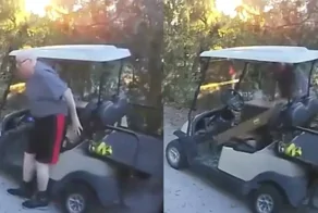 Небольшая ошибка  и гольф-кар отправился в самостоятельную поездку
