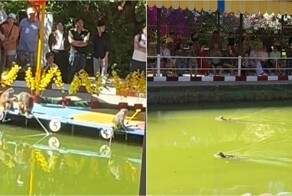 Во Вьетнаме вместо скачек устраивают заплывы обезьян