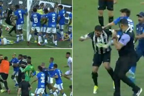 Бразильские футболисты устроили массовую драку и получили 23 красные карточки